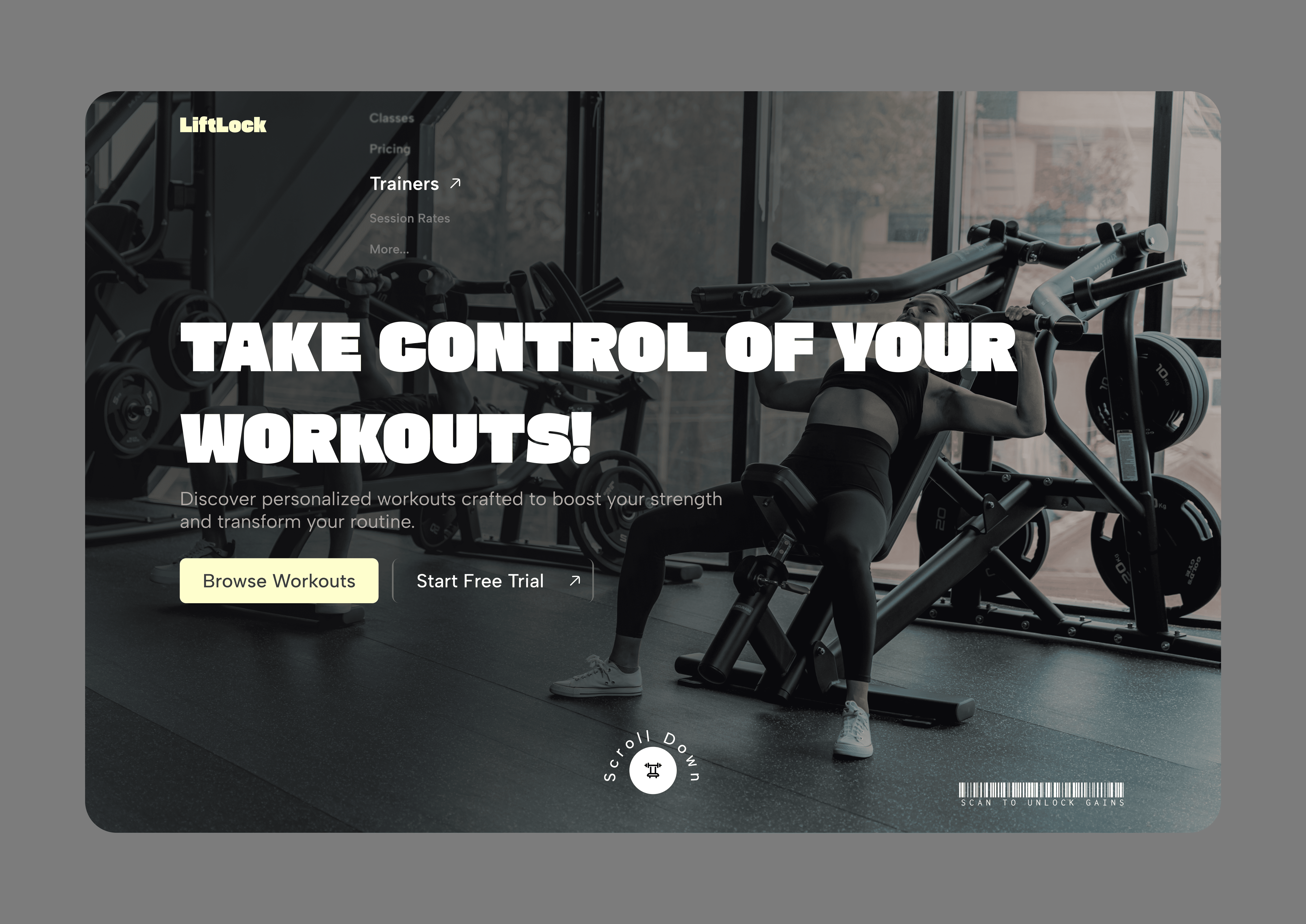 LiftLock — Minimal Workout Discovery Web App branding design figma graphic design product design ui ui ux