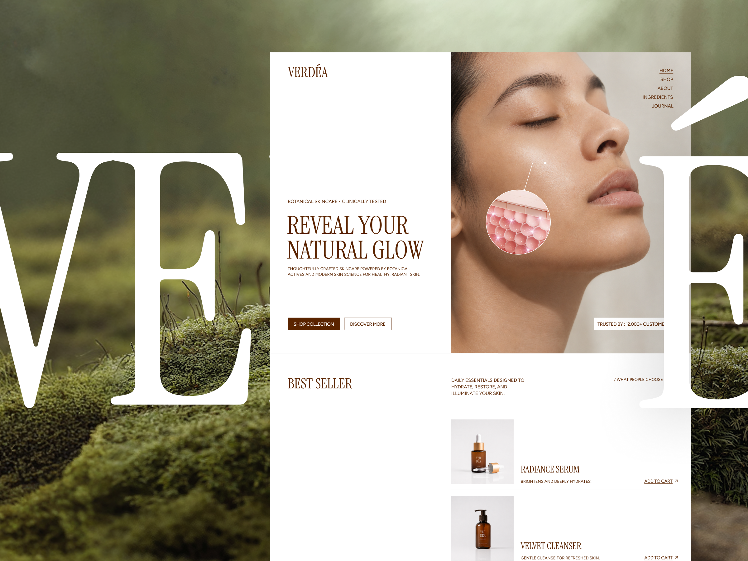 Verdea - Naturall Skincare Landing Page beauty beauty ecommerce botanical botanical skincare clean beauty cleanser cosmetics editorial ingredient spotlight luxury luxury skincare moisturizer premium skincare product showcase selfcare serum skincare skincare routine sunscreen wellness