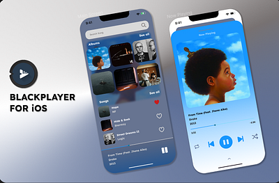 Blackplayer UI for iOS app blackplayer figma musicplayer musicplayerapp musicui ui