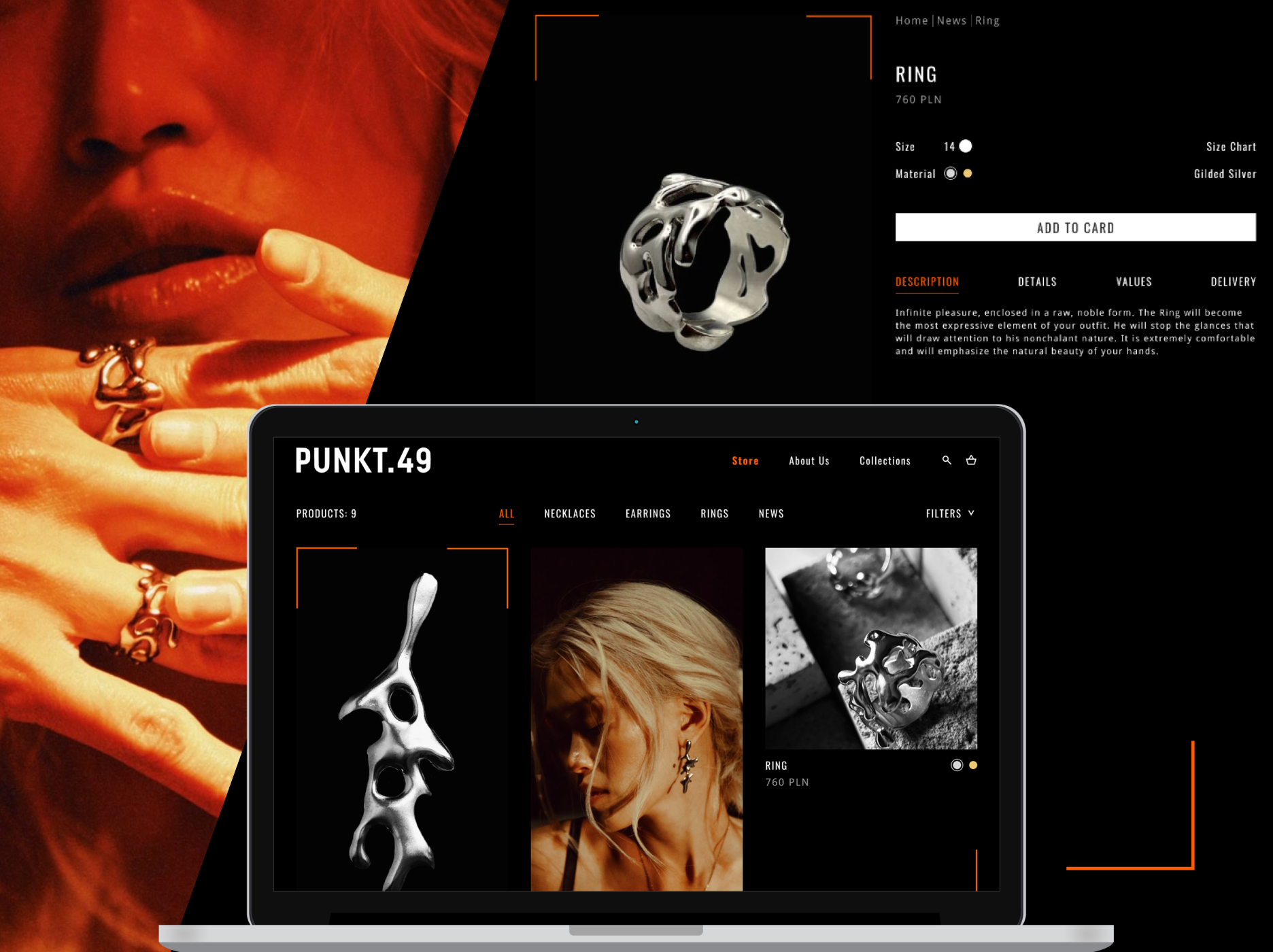 PUNKT.49 Concept for website jewelry shop concept graphic design grid informationarchitecture jewelry minimalistic typography ui ukrainiancraftman visual website webstore