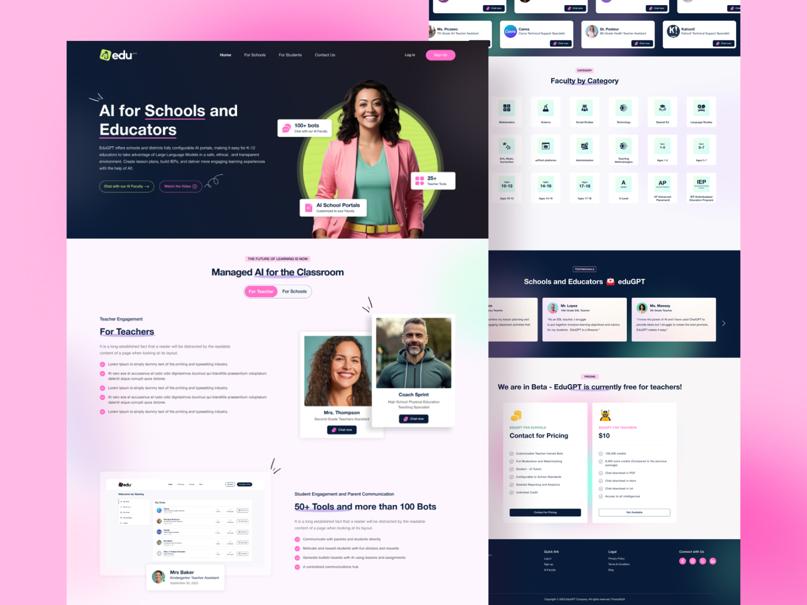 AI Education Landing Page Design ai ai landing page ai website branding education minimalist modern premium landing page prototyping saas ai ui ui design ui ux ui ux design ui ux designer web design web designer web ui website design wireframe