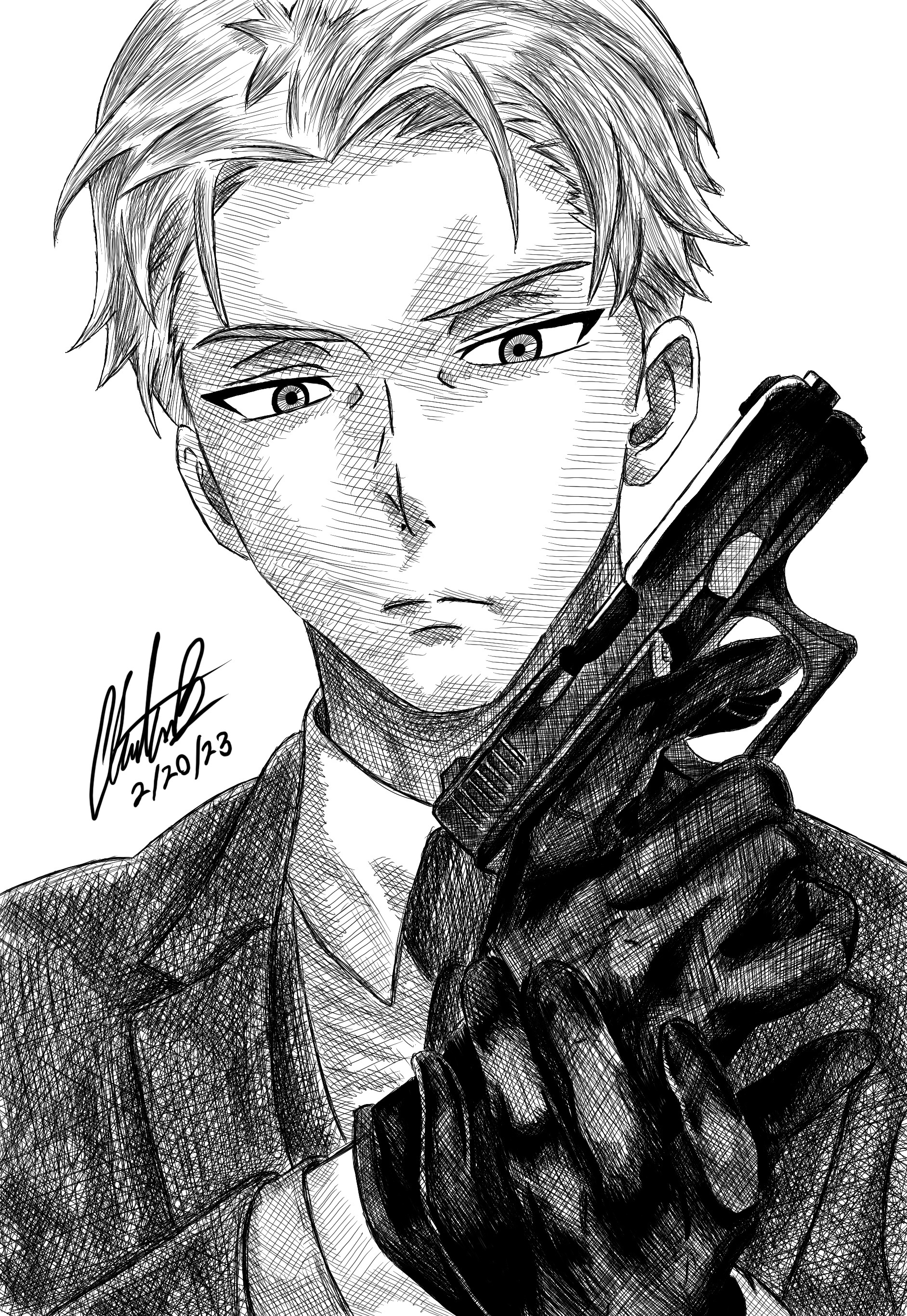 Loid Forger (Spy X Family) Digital Ink anime design drawn illustration ink spyxfamily