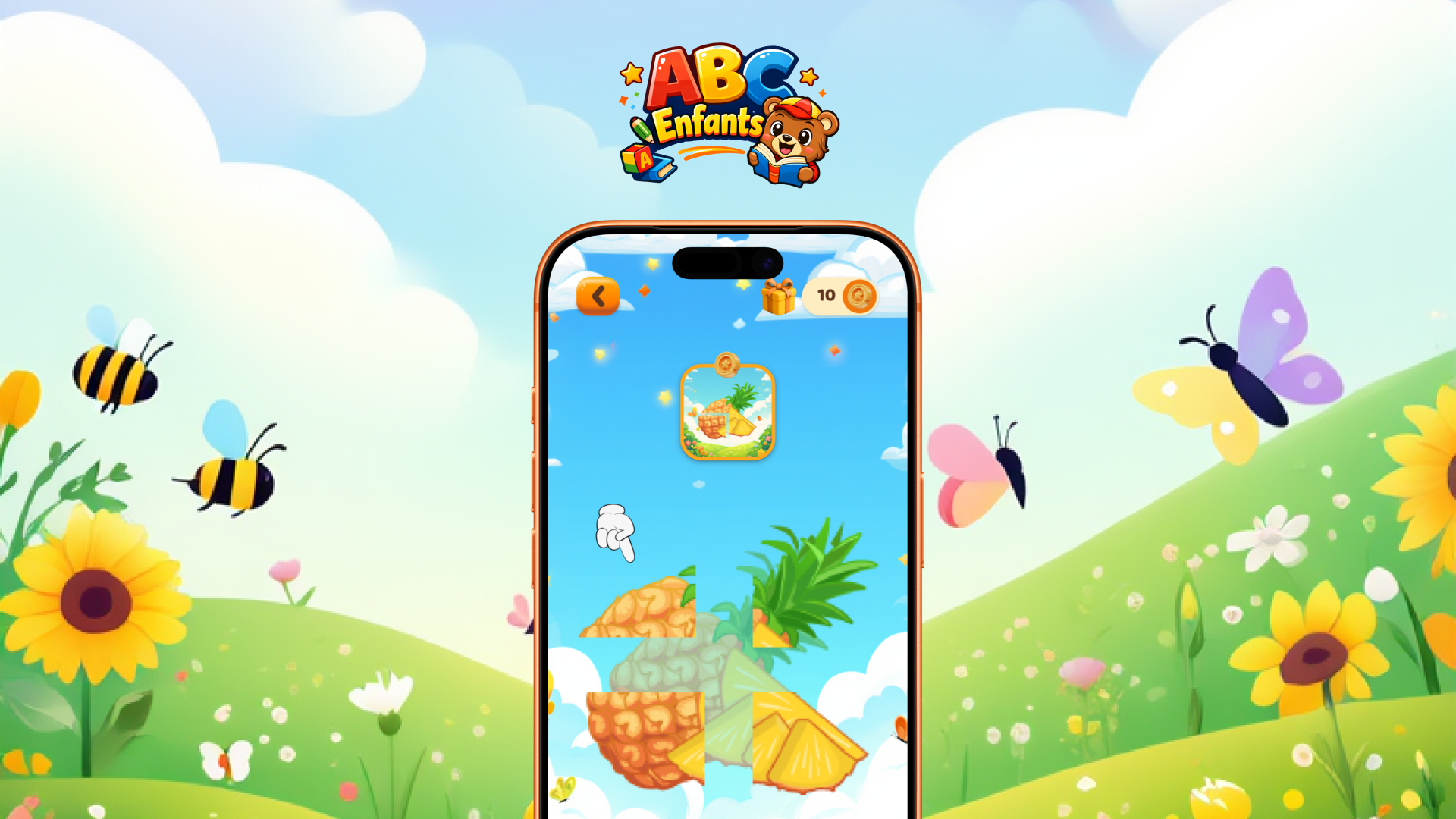 ABC Enfants — Learn Letters Through Play 3d alphabet animation branding childrenapp education figma interactiondesign kidsapp learningapp mobileapp productdesign ui uxdesign