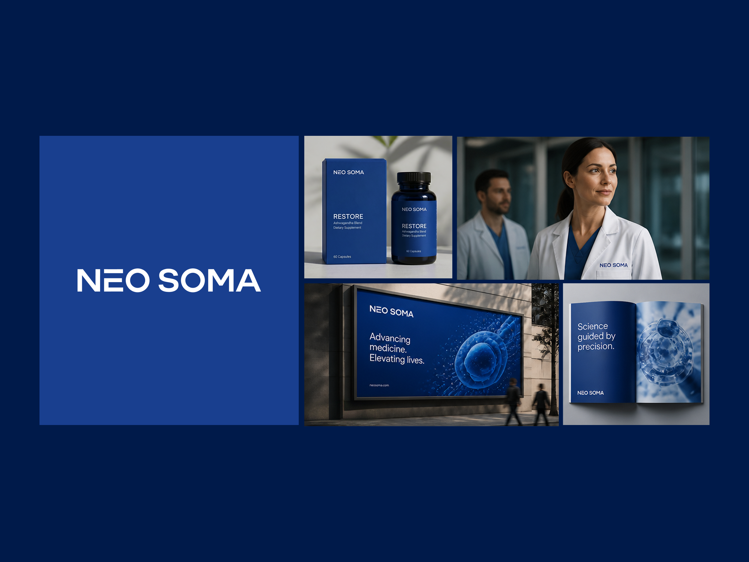 NEO SOMA — Biotech & Healthcare Brand Identity biotechbranding brandidentity branding coloroftheyear colortrend corporateidentity graphic design healthcaredesign logo luminousblue minimalistbranding packagingdesign pharmadesign typography visualsystem wgsn