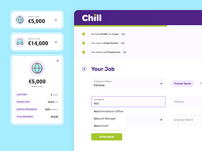 Chill Online Loan Application design finance fintech form design interaction interface online responsive ui ux web web app web design web form