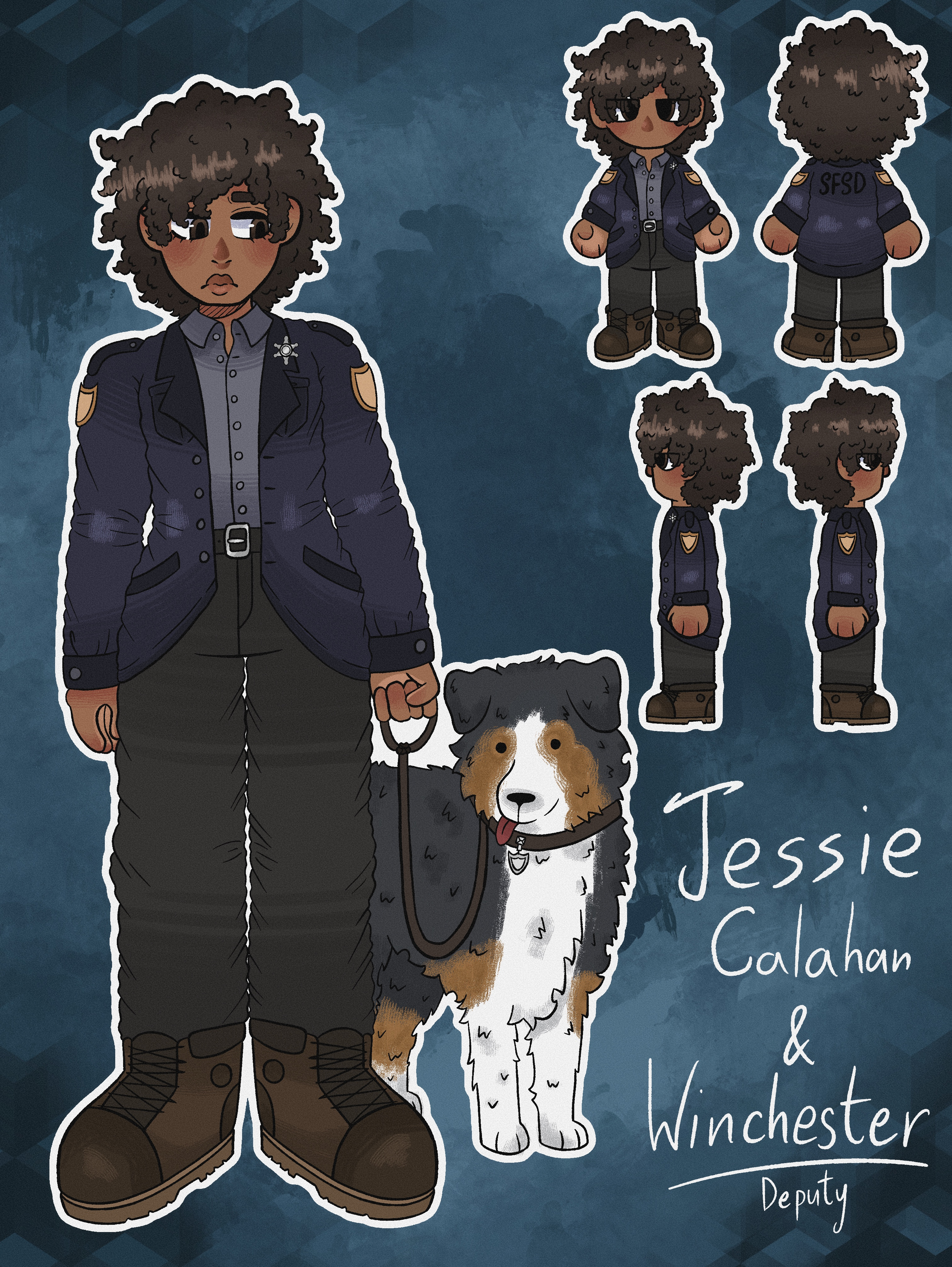 Jessie & Winchester character sheet - April 2026 adobe character design character sheet digital art graphic design photoshop sprite