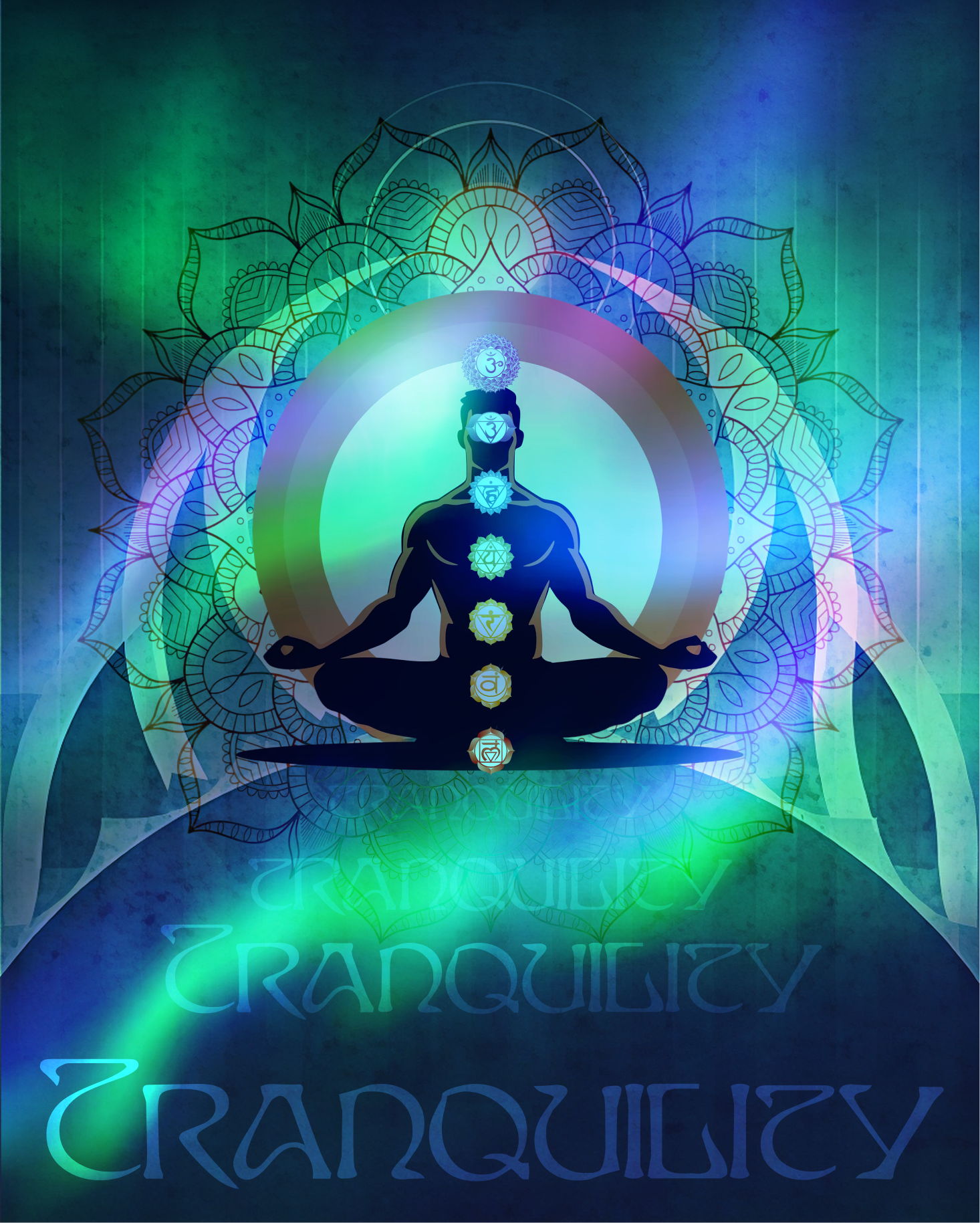 Meditative Flow- Aurora Inspired Mindfulness aurora graphicdesign meditation mindfulness posterdesign sevenchakhras spiritual