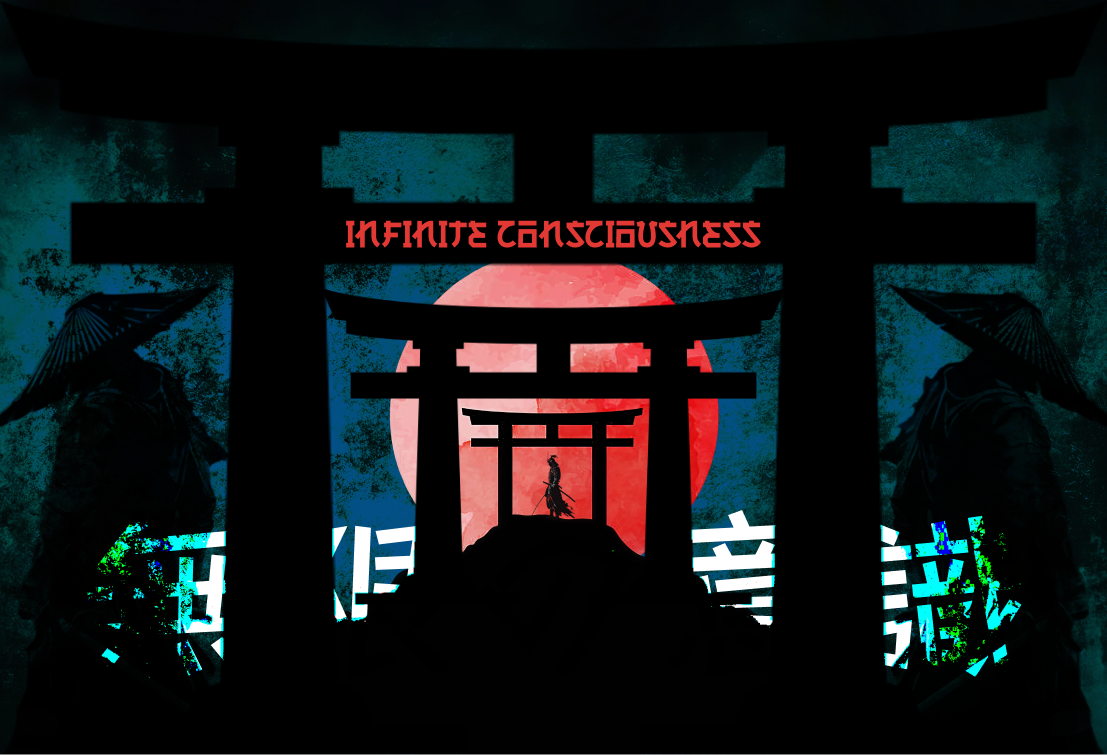 Cosmic Awakening-Spirituality Through Aurora Forms aurora cosmic gradientart graphicdesign posterdesign samurai spirituality