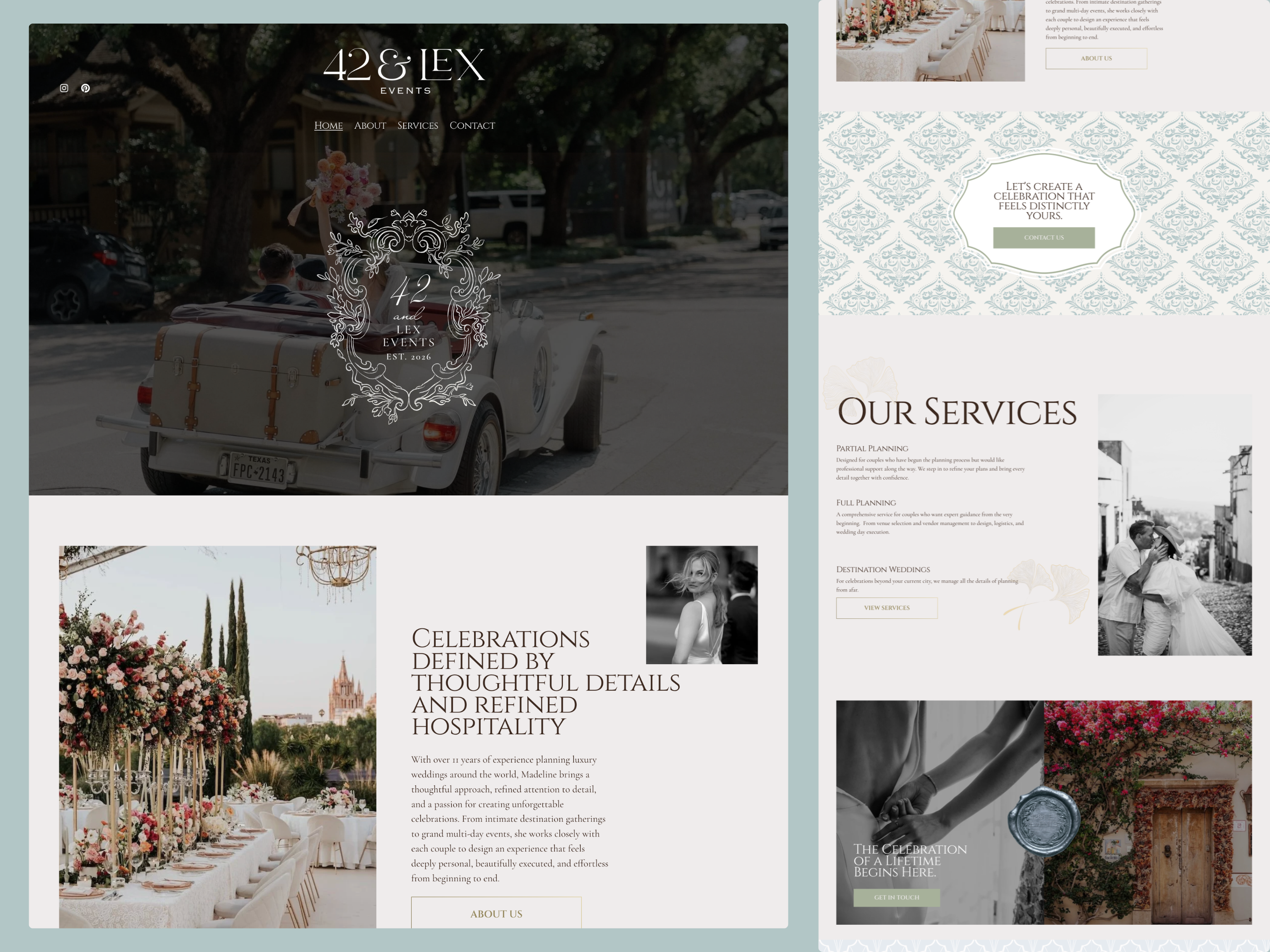 Full Squarespace Design | 42 & Lex Events branding design squarespace web design web develop