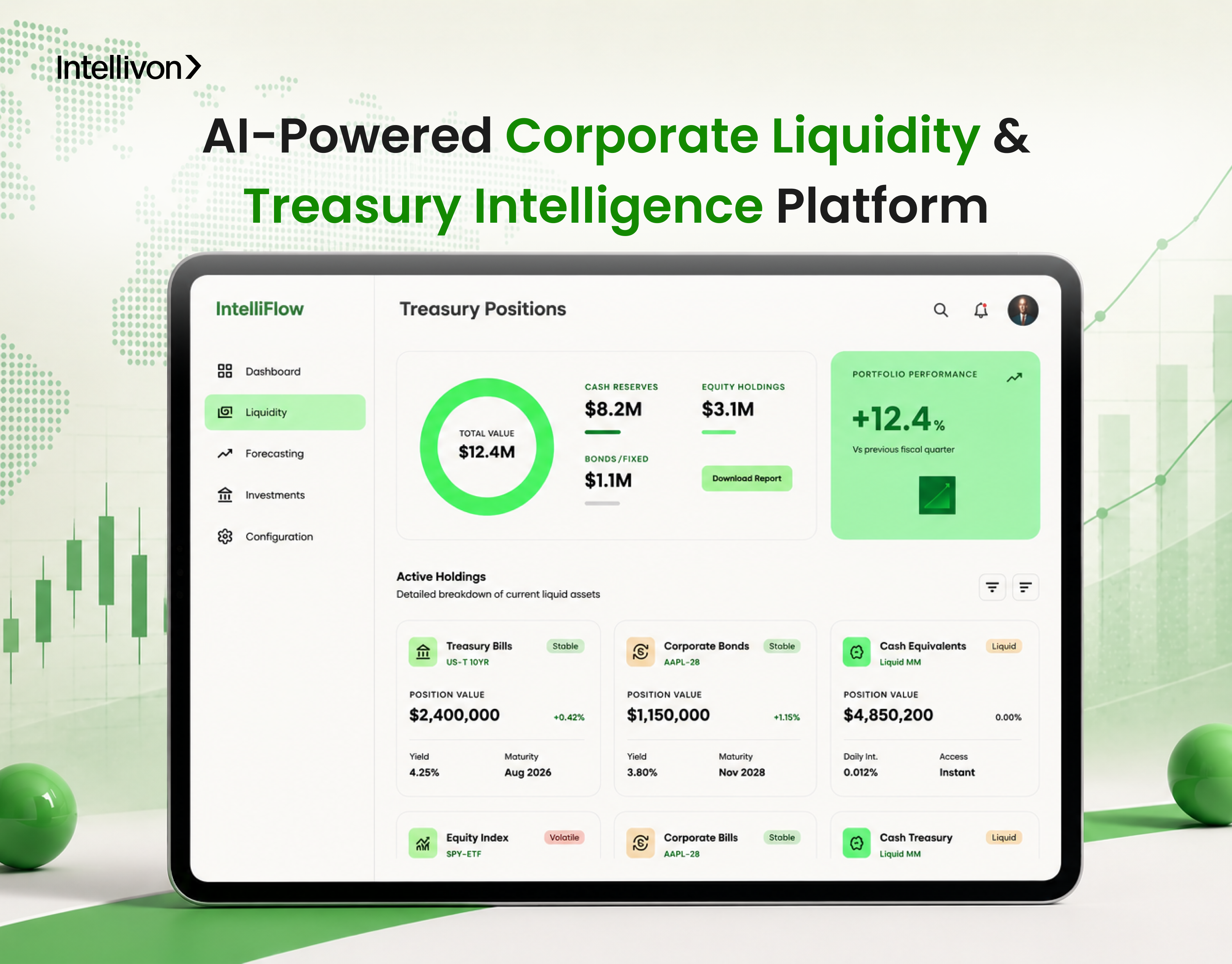 AI-Powered Corporate Liquidity & Treasury Intelligence Platform ai design ai fintech cash flow management corporate finance dashboard ui data visualization design inspiration enterprise software finance app financial dashboard financial technology fintech design liquidity management product design saas design treasury intelligence treasury management ui design ux design web application