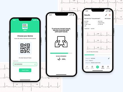 Medical app for ECG recording app concept crm design medical product ui uiux ux