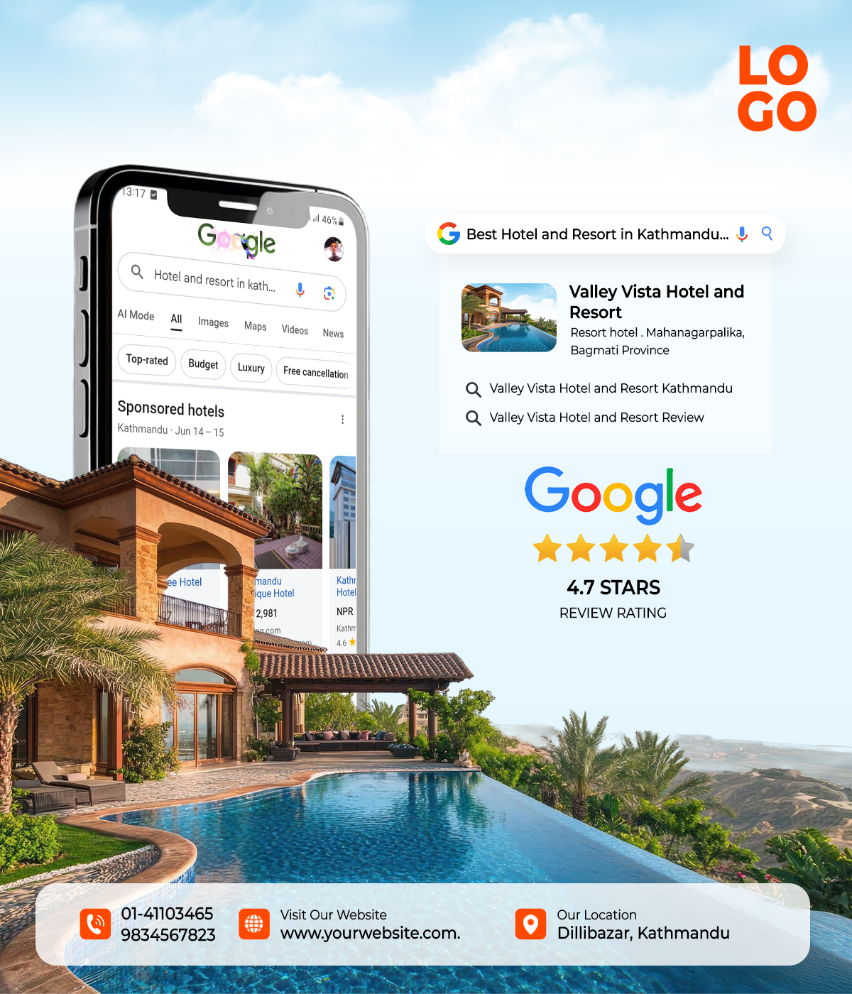 ✨ Valley Vista Hotel & Resort – Premium Social Media Ad Concept ads design banner design branding design graphic design graphicdesign illustration ui ui design