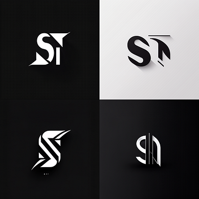 ST logo Design black design letter logo st white