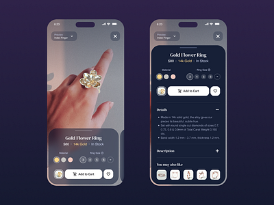 Jewelry AR Preview App app ui ar ar ui figma jewelry jewelry app ui user interface