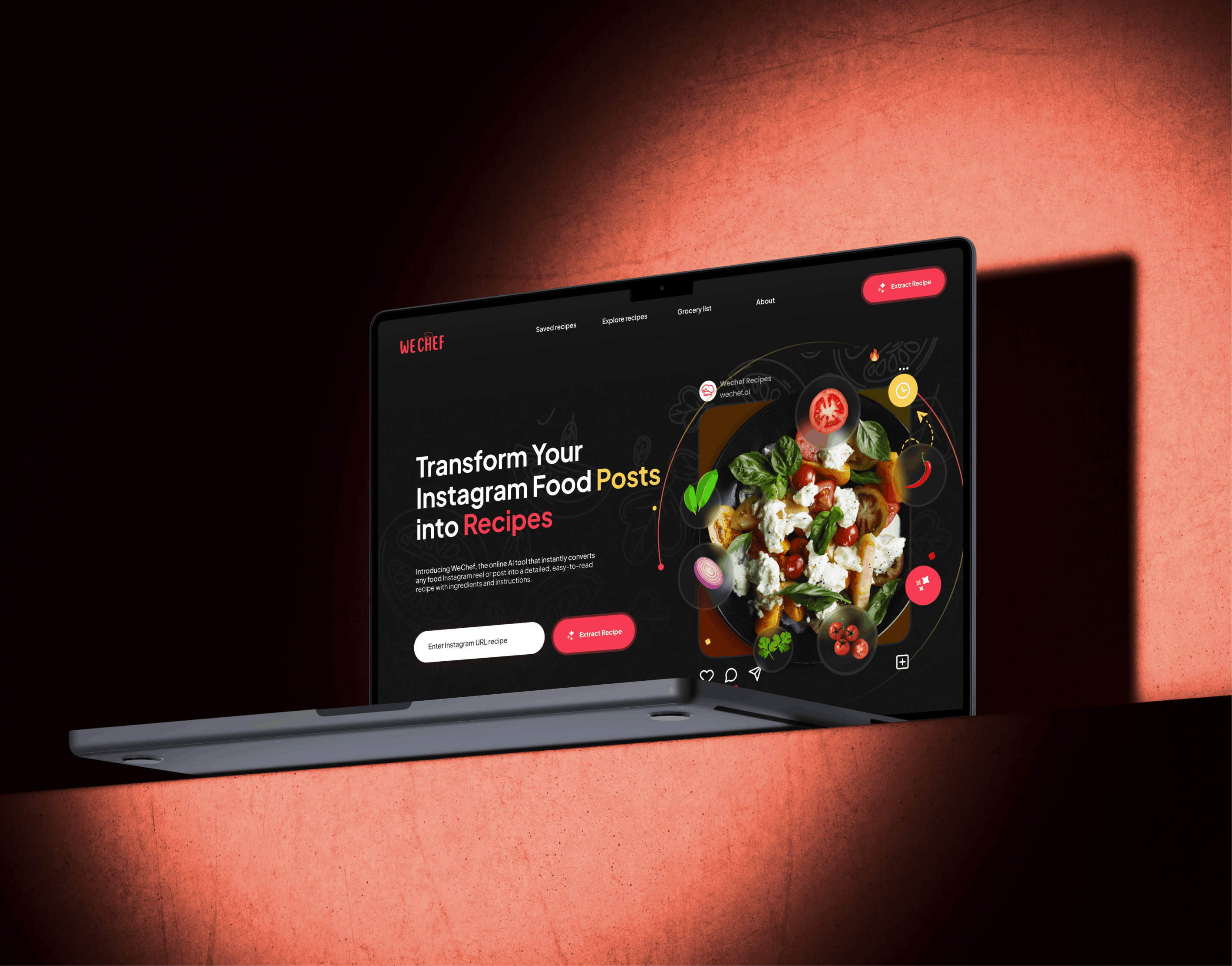 WeChef AI Recipe App – Landing Page UI/UX Design ai ai app food framer landing landing page landingpage mobile product design responsive scroll scrollanimation ui uiux ux web web app web design webdesign