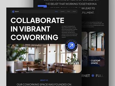 Spacer - Coworking Space Website clean clear coworking space dark design fantastic landing page modern new space ui uidesign uiux web website working