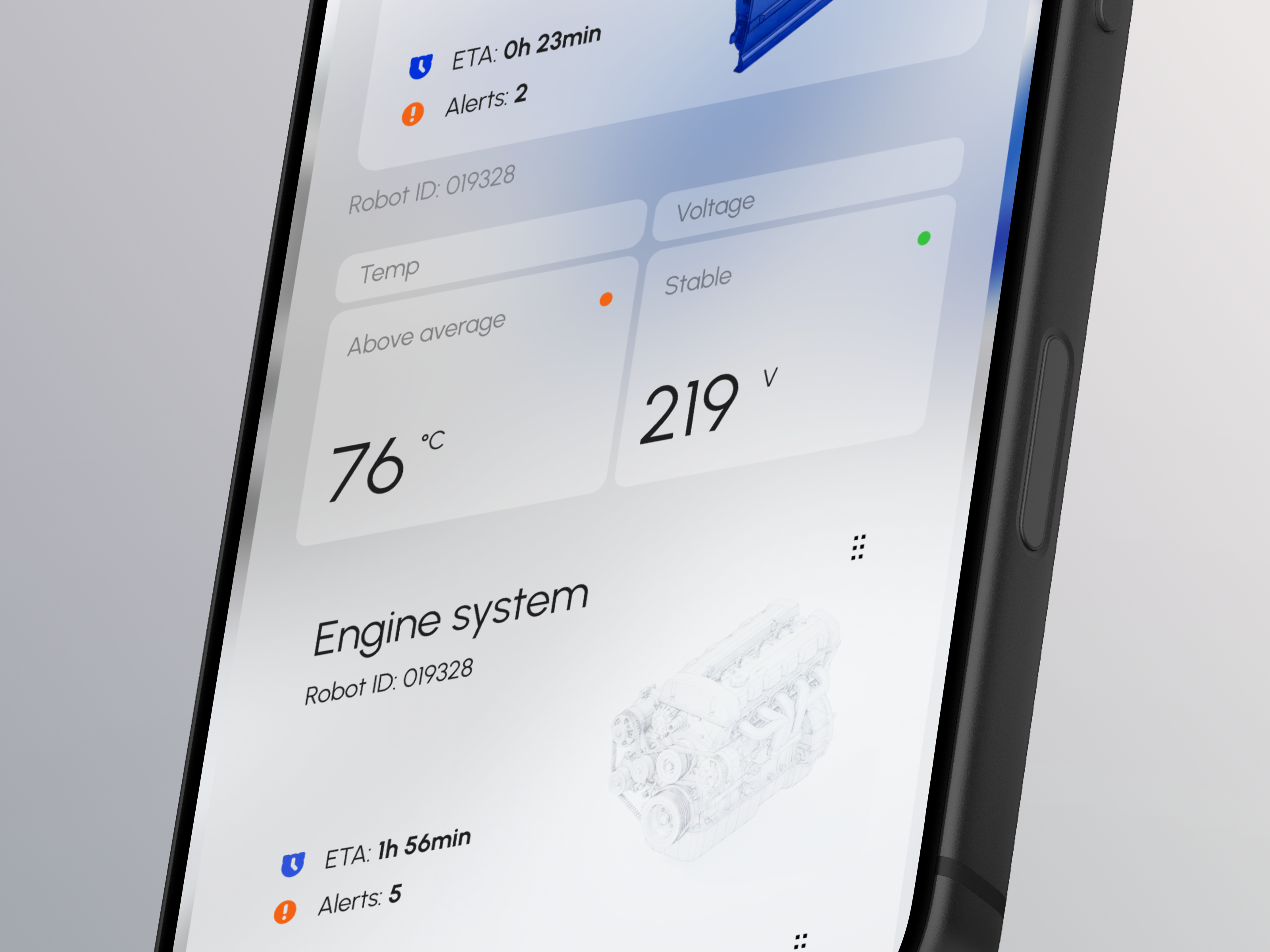 XLR Mobile App — Robot Control Interface ai analytics app b2b business crm dashboard design interface iot managment mobile mobile app product robotic saas service software ui ux