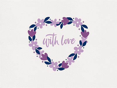 With Love design floral floral frame floral wreath flowers hand drawn heart illustration love mothers day vector wedding clipart