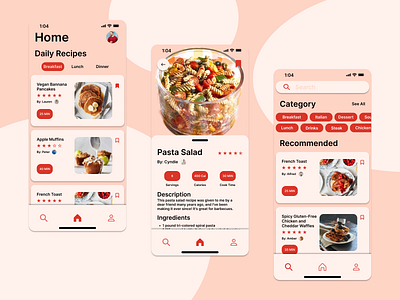 Recipe App 2d apple clean concept dashboard design earth food illustration interface ios light ui search ui ux vectors
