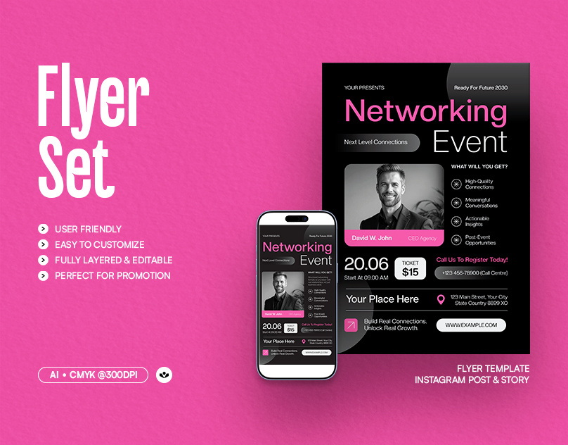 Networking Event Flyer business company conference design event growth marketing networking seminar solasome template