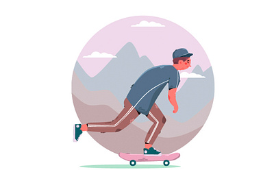 Man Riding Skateboard Illustration board boy grunge illustration man road skateboard sport style vector