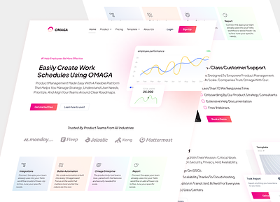Omaga - Schedule Landing Page agenda appoinment clean dashboard data dates event google calender landing page meetings product manager schedule simple task to do ui uiux ux web design website design