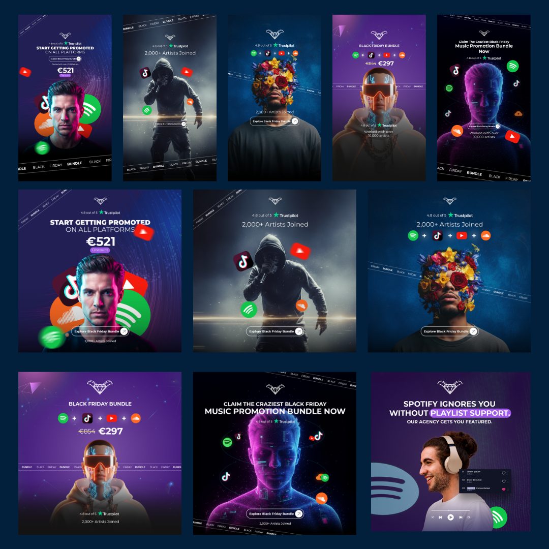 Meta Ads Creative Design for Music Marketing Agency facebook graphicdesign instagram meta metaads