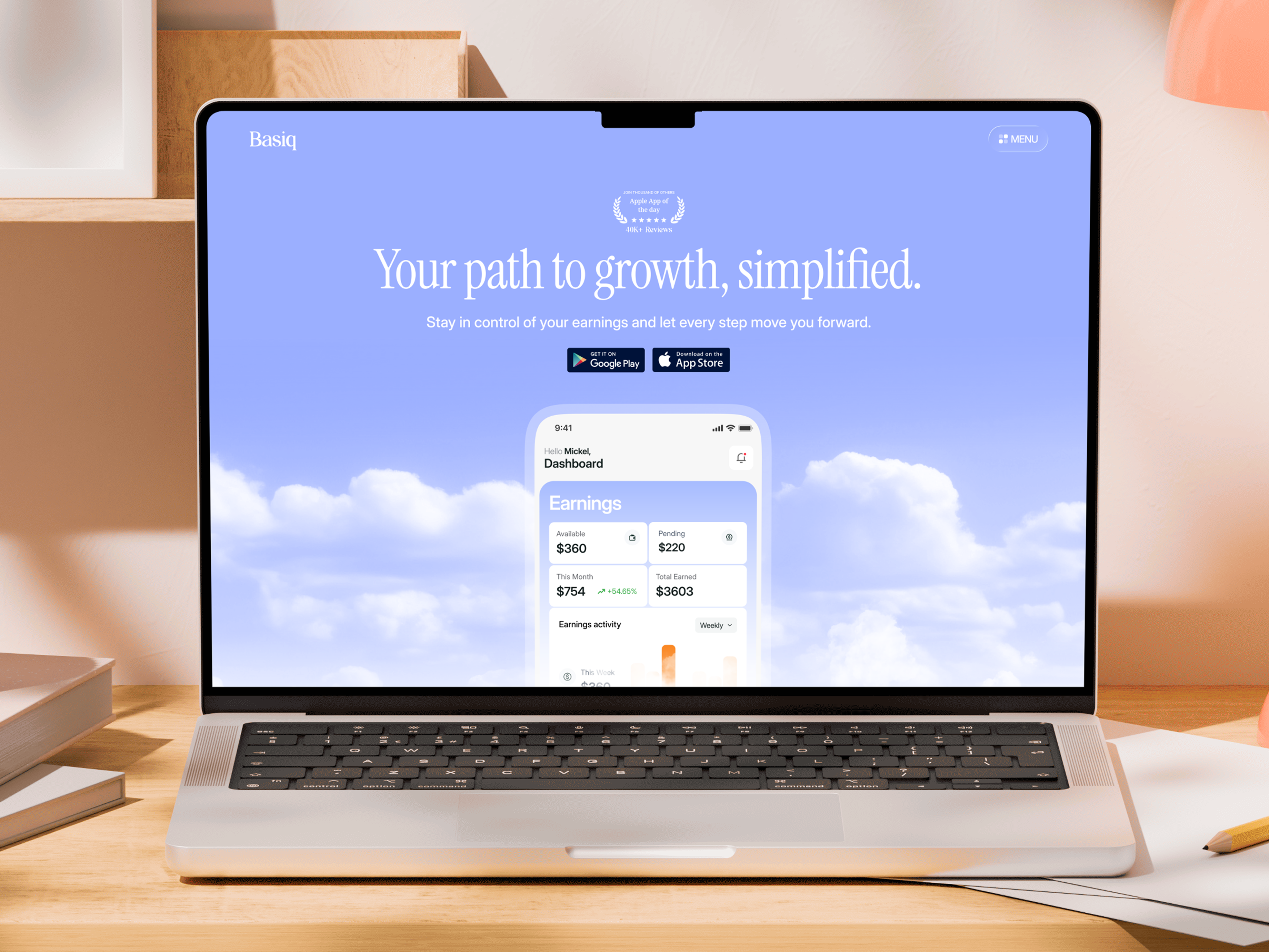 Budget tracking app and web hero design app interface product service startup ui ux web