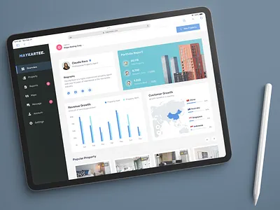 Real Estate Management Dashboard analytic app building clean dashboard dashnoard design design estate hotel ipad management real estate ui ux web design website