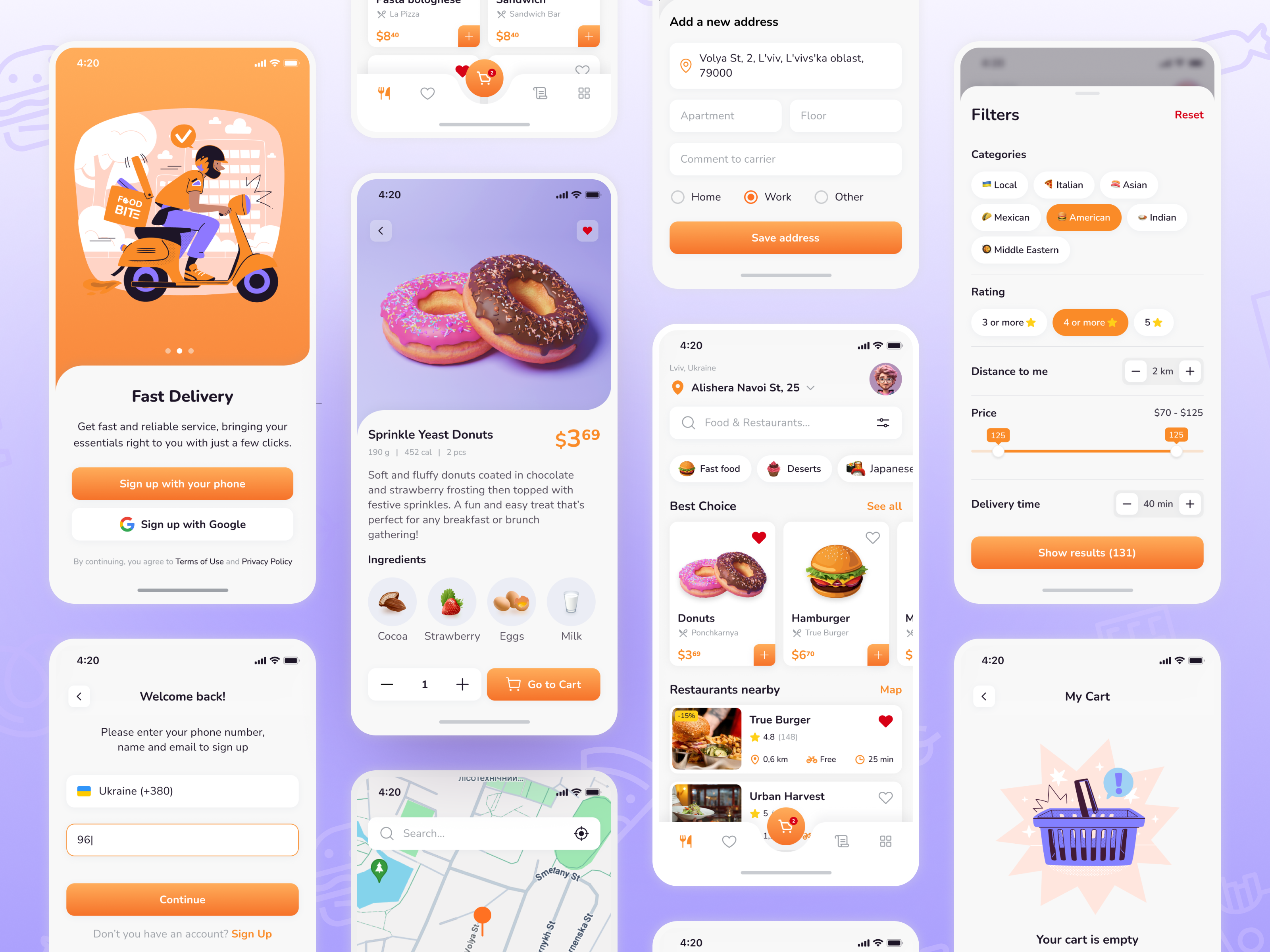 FoodBite — Modern Food Delivery Mobile App appdesign concept designinspiration figma fooddelivery ios mobileapp mobileui startupdesign ui