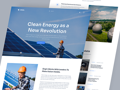 Origin - Clean Energy Landing Page branding clean clean energy company minimalist mobile website save world ui ui design user interface ux web design website