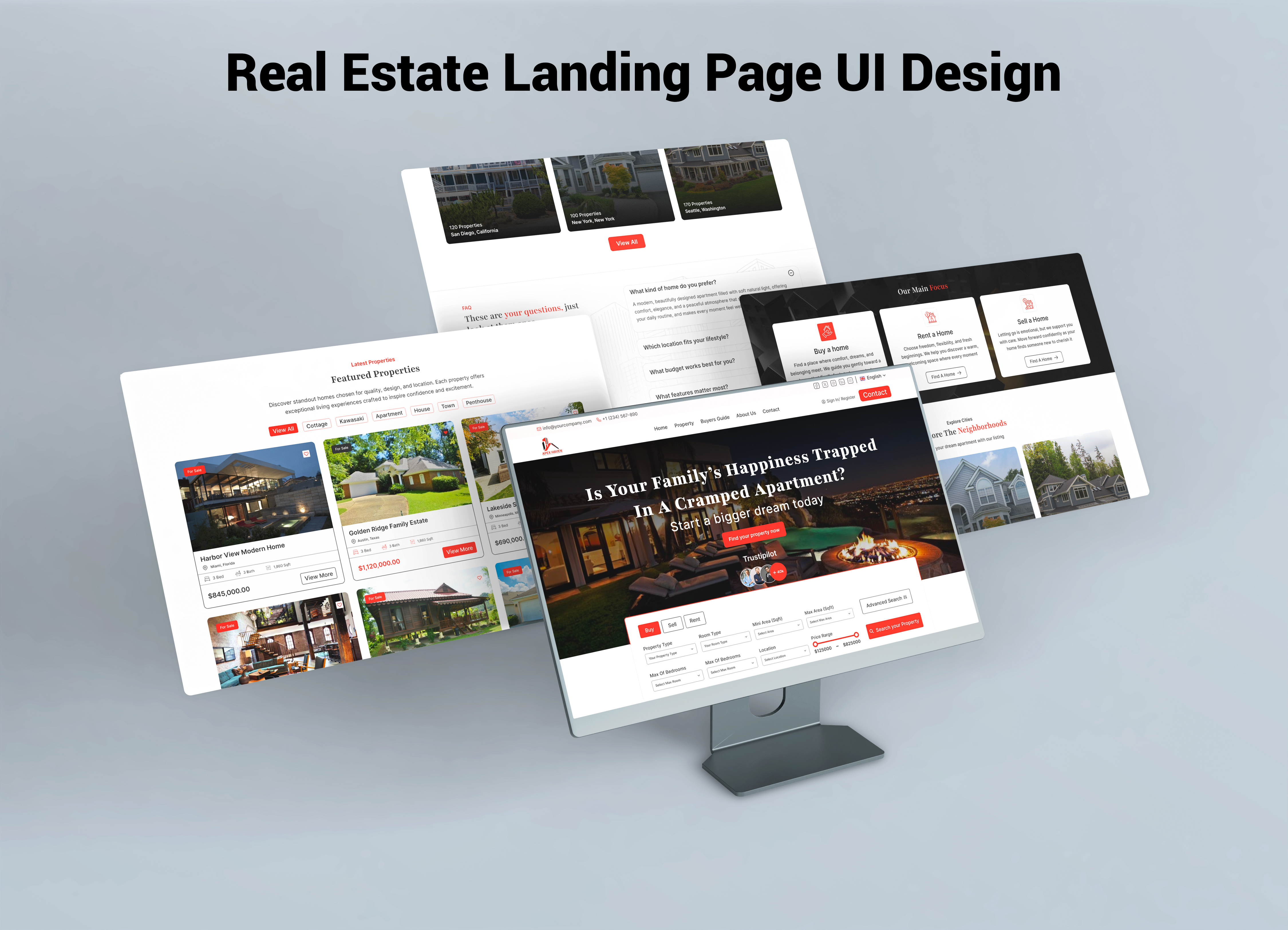 Real Estate Landing Page UI Design branding broker buss findyourhome forsale globalbusiness homebuying luxuryrealestate modernhome onlinemarketing propertyinvestment real realestate realestateagent realestatebusiness realtor ui