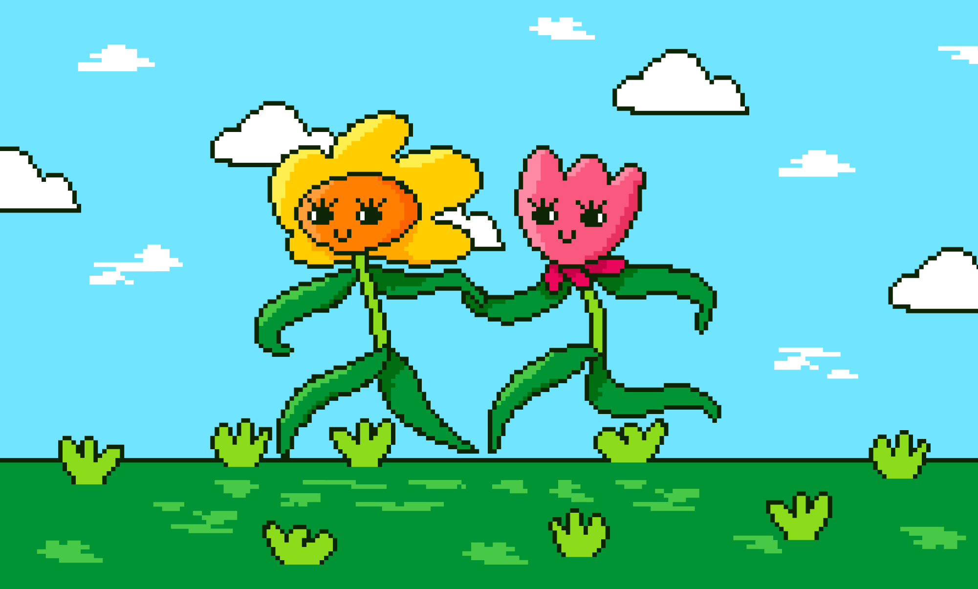 Floral Friends colorful flowers friends illustration pixel pixel art