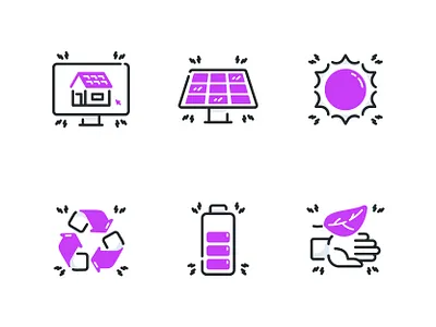 Solar Energy Icons alternative energy ecology electricity energy environment environmental green icon iconography illustration photovoltaic power renewable solar solar energy solar panel sunlight ui ui icon ux