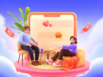 Consulting scene c4d design illustration