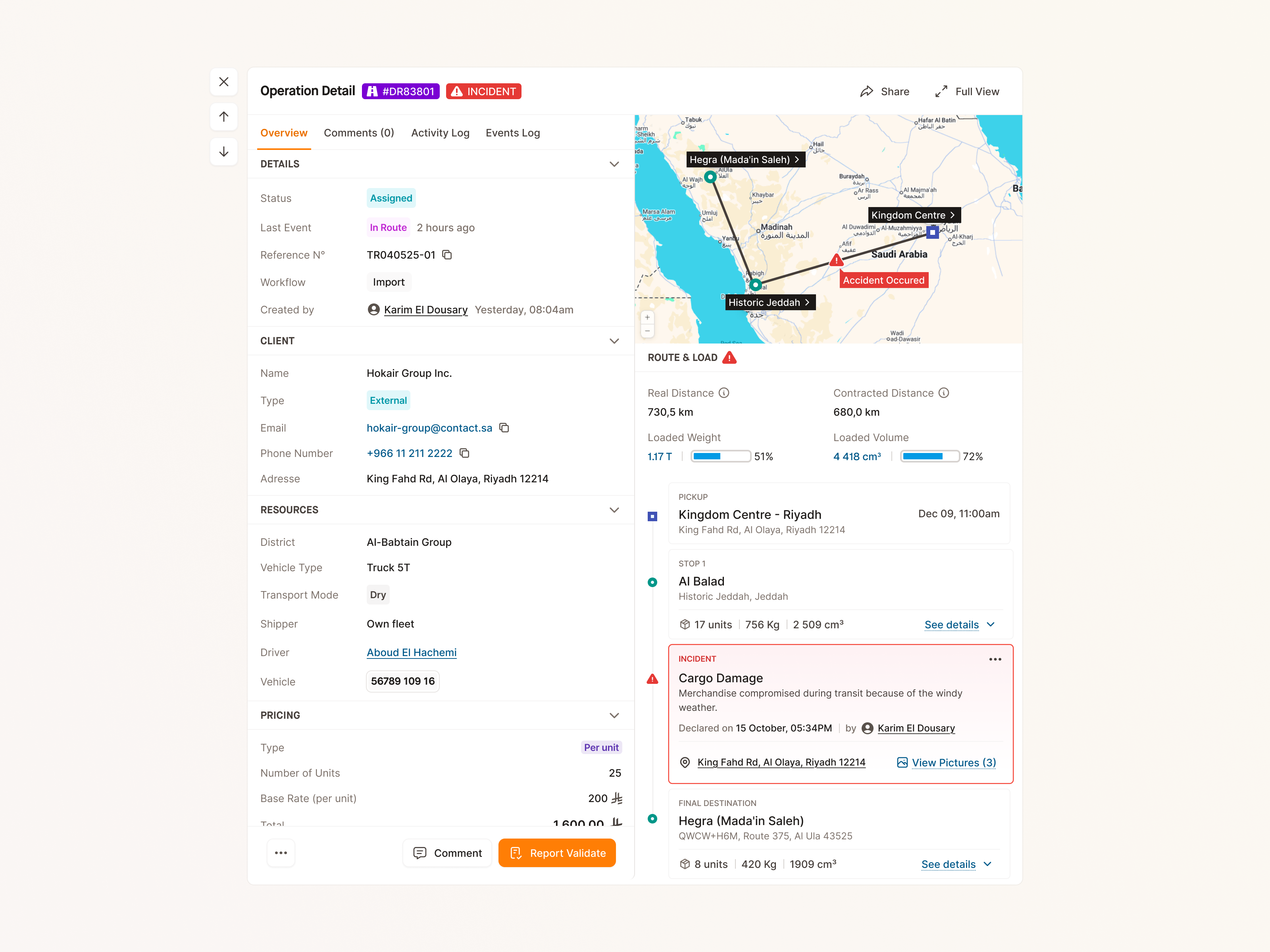 Logistics Operation Detail Drawer drawer logistics saas ui