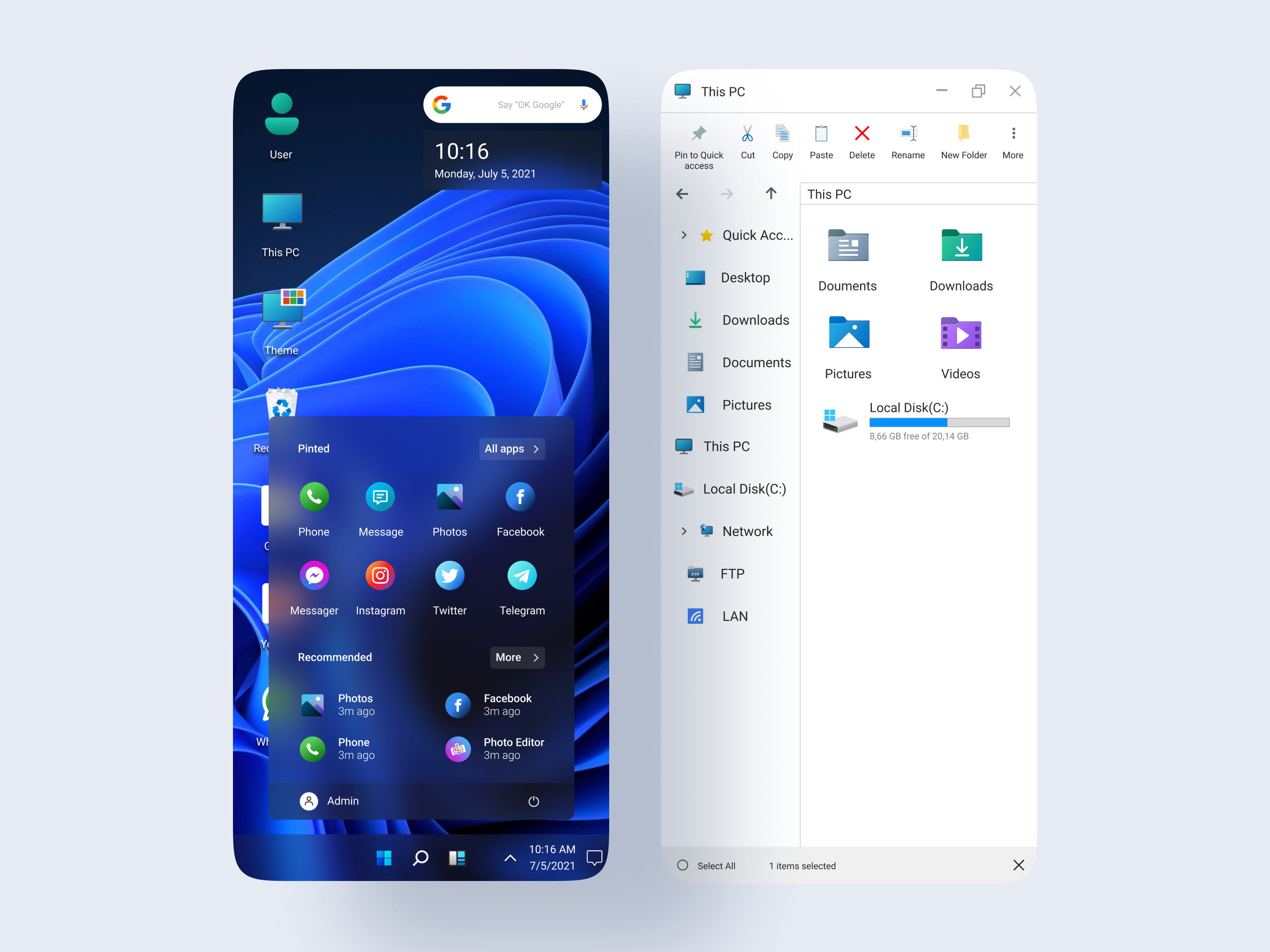 Window 11 interface on phone app branding design graphic design ui ux