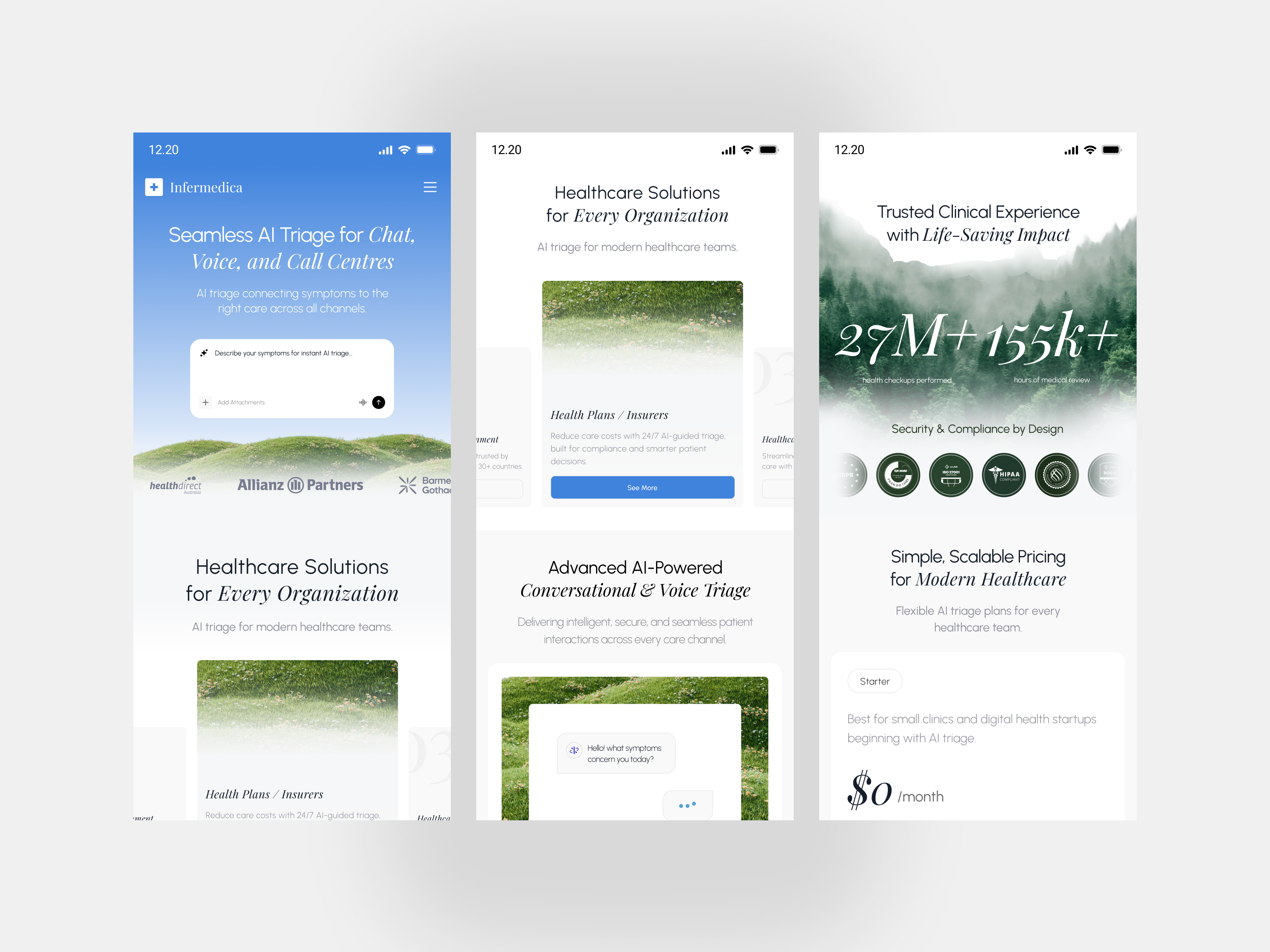 AI Symptom Checker – Mobile Responsive agentic ai ai ai website design healthcare ai healthcare landing page landing page medical ai medical website mobile responsive saas ui web design website