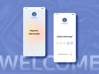 Welcome app blue graphic design logo nutrition psychology ui ux welcome