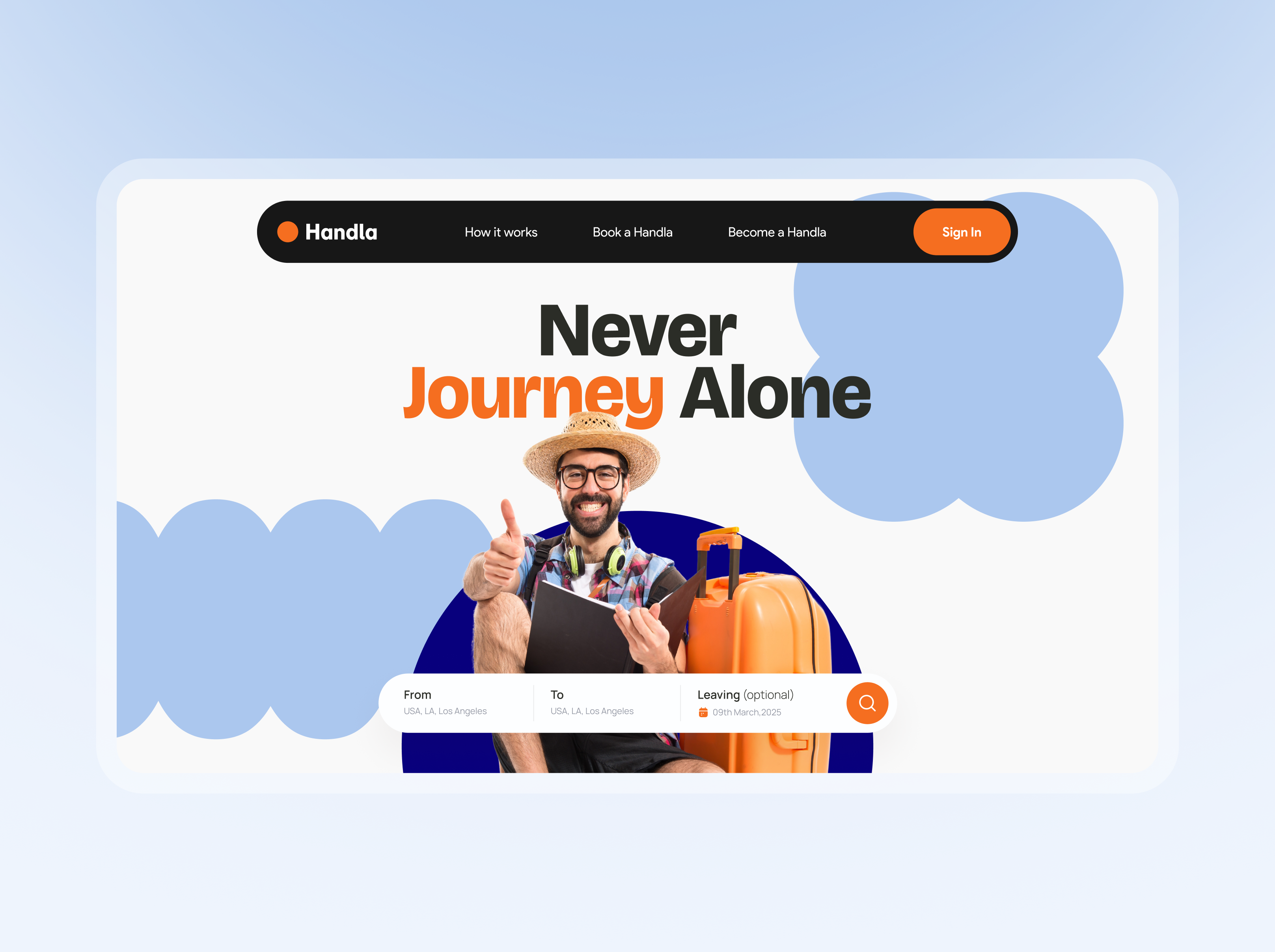 Handla - Trip Search & Booking Platform animated layout animation booking platform cool site figma fun design identity journey modern design travel website trip ui ui ux user centered user friendly ux website design