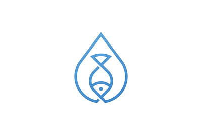 Fish Drop Logo animal logo app branding drop fish logo icon kitchen line logo marine oil vector water