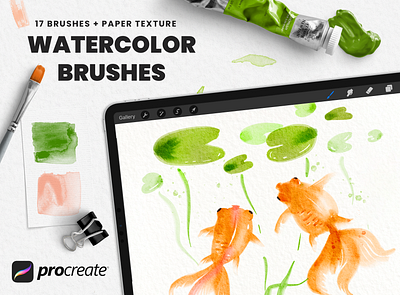 Watercolor Brushes for procreate brush goldfish illustration paper papertexture pencil procreate texture watercolor