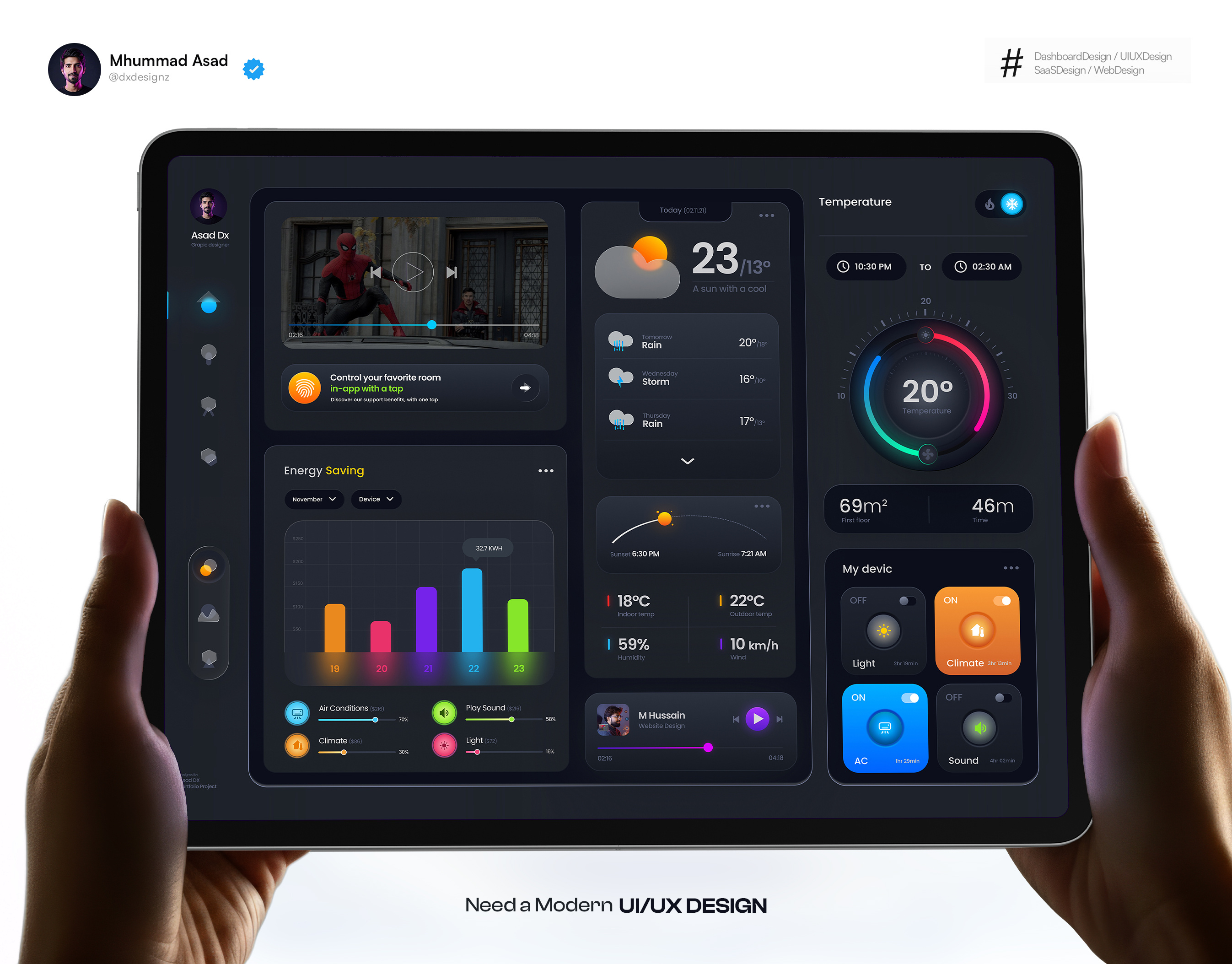 Smart Home Dashboard UI Concept dark mode dashboard design smart home ui uiux design