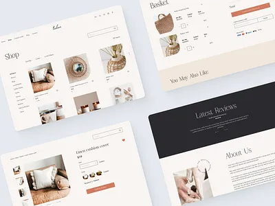 eCommerce Store Web Design about us basket beige concept design figma home goods home store latest reviews product page shop ui ui design uiux ux design web website