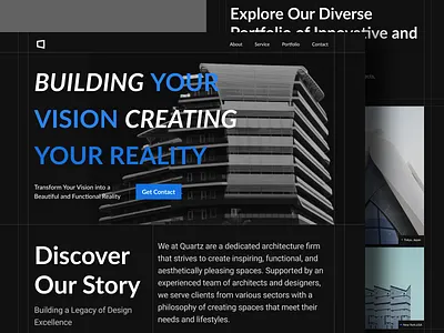 Quartz-Architect Agency Website agency architect architecture build builder building company company profile design estate interior design landing page modern residence ui uiux ux web web design website
