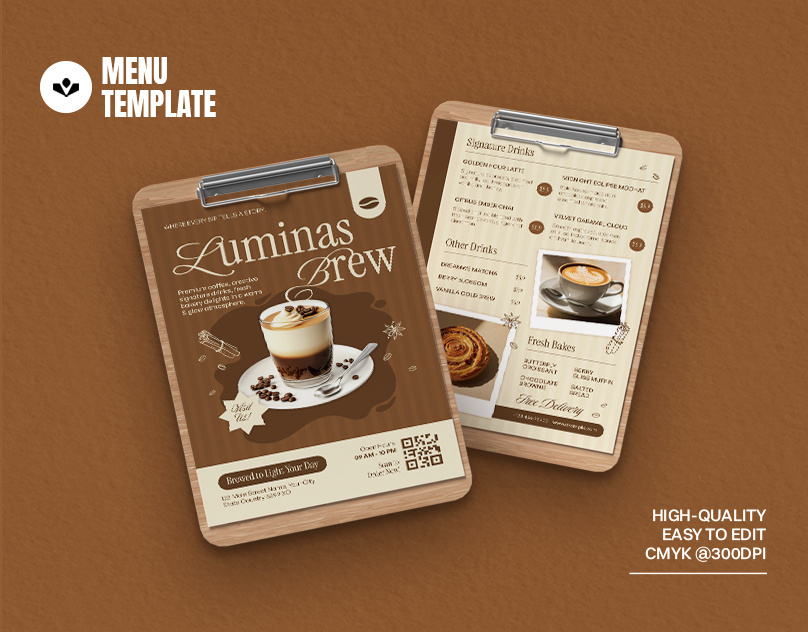 Drink Menu branding cafe coffee design drink food menu menu design restaurant solasome template