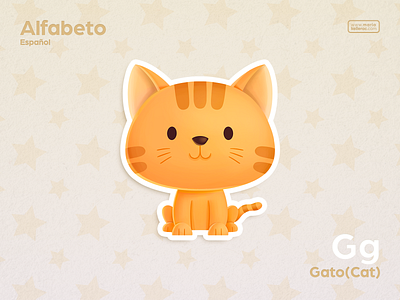 🐱 abc alphabet cartoon character chat children cute g gato illustration kawaii kids learn mexico spanish