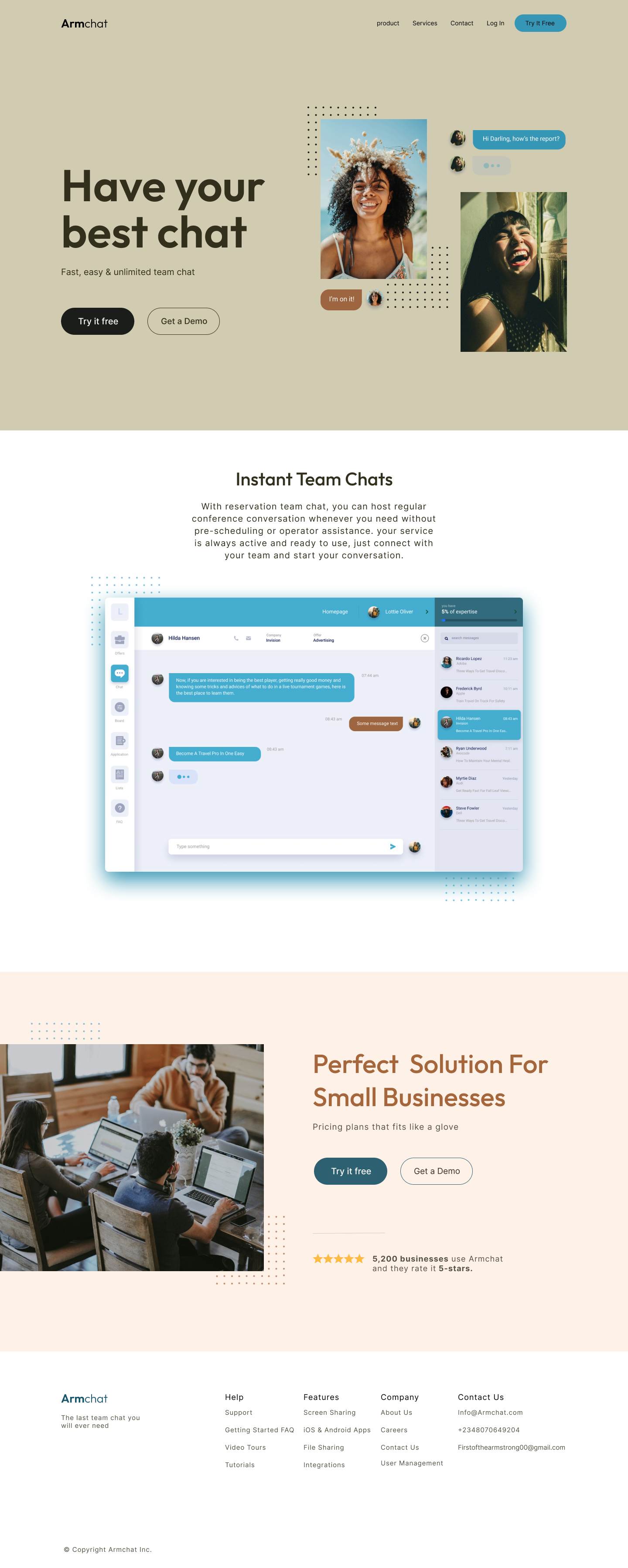 Arm chat web design