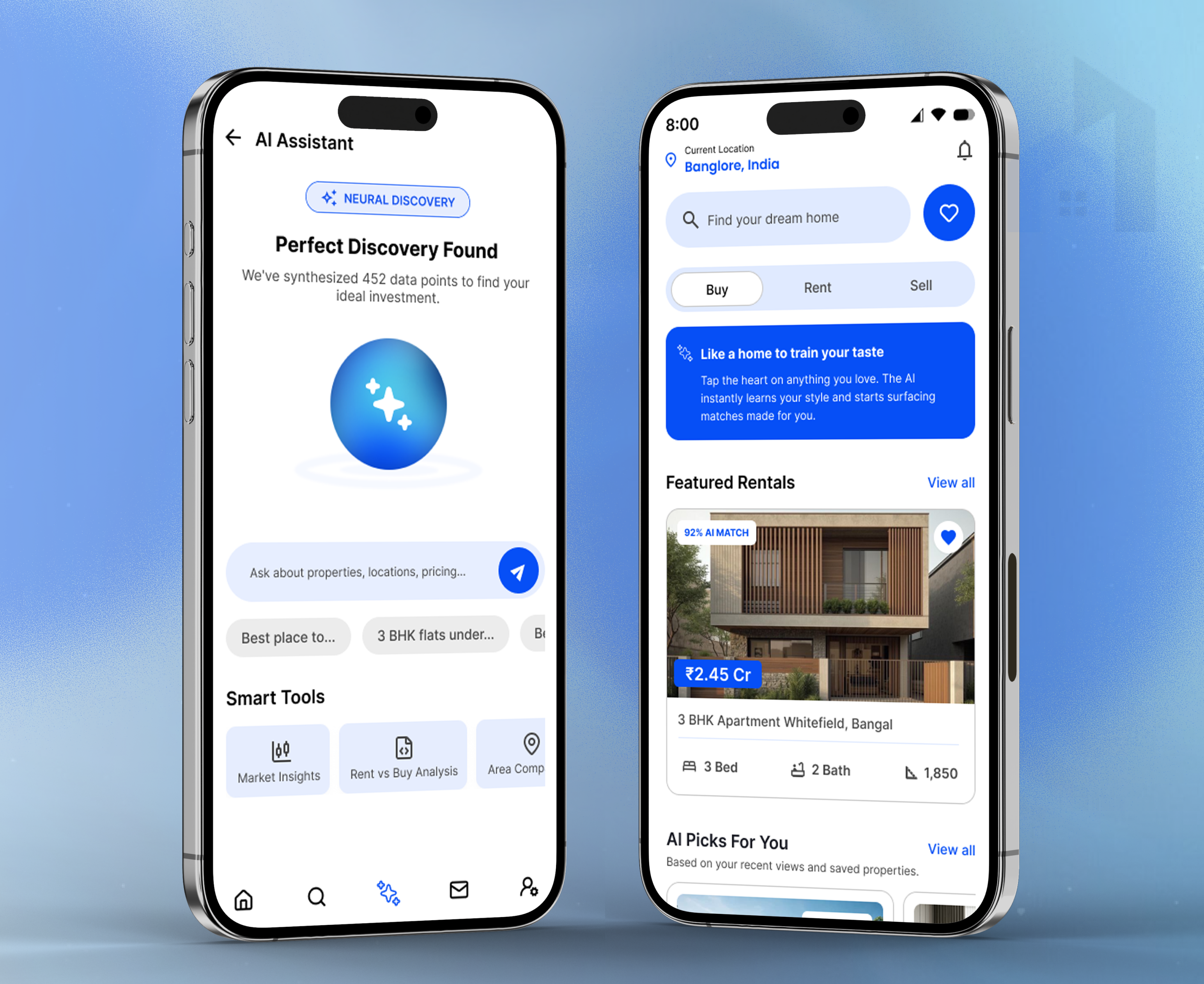 Real Estate App with AI-Assistant ai ai app ai assistant app ai real estate app app ui kit b2b booking app business crm figma design mobile app design mobile app ui property proptech real estate real estate app saas ui ux
