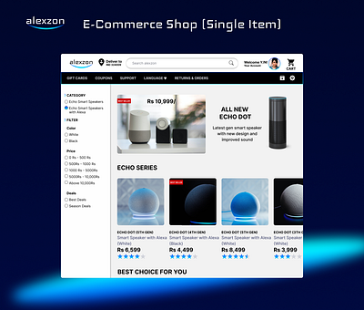 Alexzon - E-Commerce Shop (Single Item) alexa alexzon amazon branding dailyui design echo speakers logo ui ux